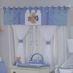 Cortina Quarto de Bebê Ursinho Prince Azul 7 Peças Cortina Quarto de Bebê Ursinho Prince Azul 7 Peças