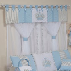 Cortina Quarto de Bebê King Azul 7 Peças Cortina Quarto de Bebê King Azul 7 Peças