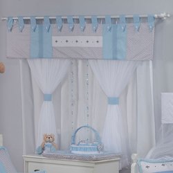 Cortina Quarto de Bebê Imperialle Chevron Azul 7 Peças Cortina Quarto de Bebê Imperialle Chevron Azul 7 Peças