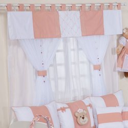 Cortina Quarto de Bebê Ursa Princesa Kate Salmão 7 Peças Cortina Quarto de Bebê Ursa Princesa Kate Salmão 7 Peças