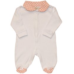 Macacão Manga Longa Basic Branco com Poá Rosê Macacão Manga Longa Basic Branco com Poá Rosê