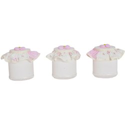 Jogo de Potes Babi Floral Palha 3 Peças Jogo de Potes Babi Floral Palha 3 Peças