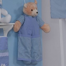Urso Porta Fraldas Prince Listras Azul Urso Porta Fraldas Prince Listras Azul