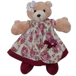 Ursa Porta Chupeta Lacinho Floral Marsala Ursa Porta Chupeta Lacinho Floral Marsala