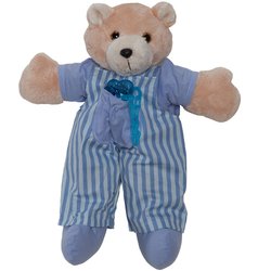 Urso Porta Chupeta Prince Listras Azul Urso Porta Chupeta Prince Listras Azul