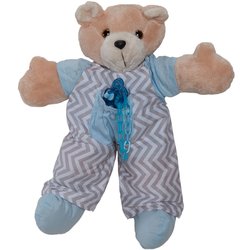 Urso Porta Chupeta Imperialle Chevron Azul Urso Porta Chupeta Imperialle Chevron Azul