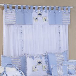 Cortina Para Quarto de Bebê Menino Diversão Azul - Branco 2,00M Varão Duplo Cortina Para Quarto de Bebê Menino Diversão Azul - Branco 2,00M Varão Duplo