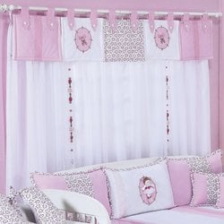 Cortina Para Quarto de Bebê Menina Bailarina Rosa 2,00M Varão Duplo Cortina Para Quarto de Bebê Menina Bailarina Rosa 2,00M Varão Duplo