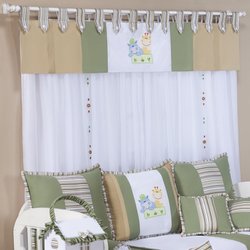 Cortina Para Quarto de Bebê Turminha da Floresta Verde 2,00m Cortina Para Quarto de Bebê Turminha da Floresta Verde 2,00m