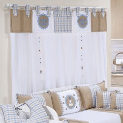 Cortina Quarto de Bebê Príncipe Urso Bege e Branco Cortina Quarto de Bebê Príncipe Urso Bege e Branco