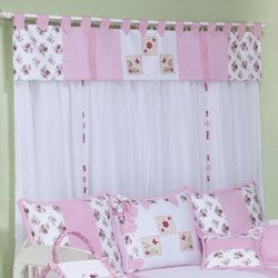 Cortina Para Quarto de Bebê Flower Branco - Rosa 2,00M Cortina Para Quarto de Bebê Flower Branco - Rosa 2,00M