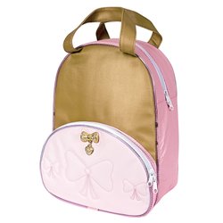 Mochila Lacinho Rosa e Dourado G Mochila Lacinho Rosa e Dourado G