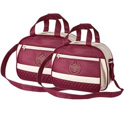 Kit Bolsa Maternidade Golden Palha e Bordô 2 Peças Kit Bolsa Maternidade Golden Palha e Bordô 2 Peças