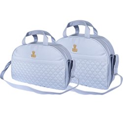 Kit Bolsa Maternidade Ursinho Chess Azul 2 Peças Kit Bolsa Maternidade Ursinho Chess Azul 2 Peças