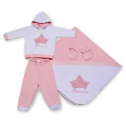 Saída de Maternidade Princesinha Rosa 4 Peças Saída de Maternidade Princesinha Rosa 4 Peças