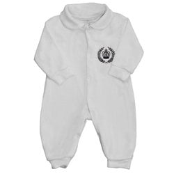 Macacão Manga Longa Coroa Branco Plush Macacão Manga Longa Coroa Branco Plush