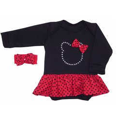 Body de Bebê Melissa Preto Manga Longa 2 Peças Body de Bebê Melissa Preto Manga Longa 2 Peças