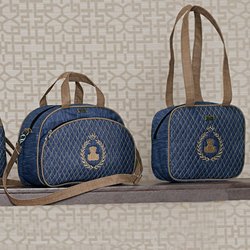 Kit Bolsa Maternidade Puppi Jeans e Marrom P e M Kit Bolsa Maternidade Puppi Jeans e Marrom P e M