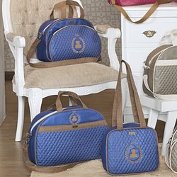 Kit Bolsa Maternidade Puppi Coroa Azul Tifany 3 Peças Kit Bolsa Maternidade Puppi Coroa Azul Tifany 3 Peças