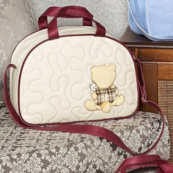 Bolsa Maternidade Ursinho Mimado Palha e Bordô M Bolsa Maternidade Ursinho Mimado Palha e Bordô M