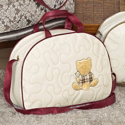 Bolsa Maternidade Ursinho Mimado Palha e Bordô G Bolsa Maternidade Ursinho Mimado Palha e Bordô G