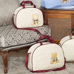 Kit Bolsa Maternidade Ursinho Mimado Palha e Bordô Kit Bolsa Maternidade Ursinho Mimado Palha e Bordô