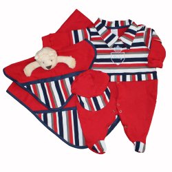 Saída de Maternidade Baby Vermelho Malha 4 Peças Saída de Maternidade Baby Vermelho Malha 4 Peças