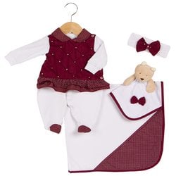 Saída de Maternidade Bia Marsala Malha 4 Peças Saída de Maternidade Bia Marsala Malha 4 Peças