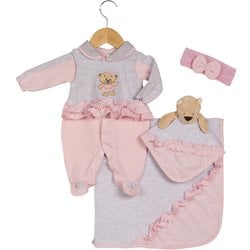 Saída de Maternidade Charmosa Rosa Malha 4 Peças Saída de Maternidade Charmosa Rosa Malha 4 Peças