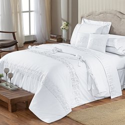 Kit Cama Queen Premiata Branco 200 Fios 8 Peças Kit Cama Queen Premiata Branco 200 Fios 8 Peças