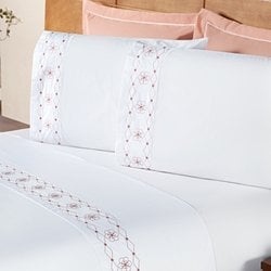 Jogo de Cama Queen Damasco Salmão 200 Fios 4 Peças Jogo de Cama Queen Damasco Salmão 200 Fios 4 Peças