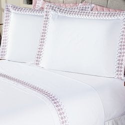 Jogo de Cama Queen Versalhes Branco e Rose 4 Peças Jogo de Cama Queen Versalhes Branco e Rose 4 Peças