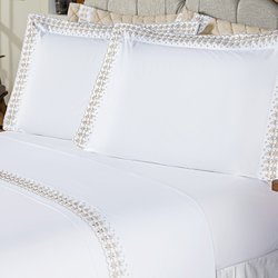 Jogo de Cama Queen Campestre Branco e Cáqui 4 Peças Jogo de Cama Queen Campestre Branco e Cáqui 4 Peças