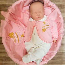 Saída de Maternidade Coroa Laço Rosa com Palha 3 Peças Saída de Maternidade Coroa Laço Rosa com Palha 3 Peças