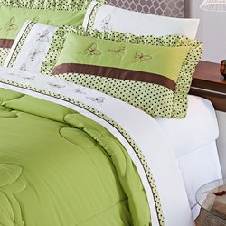 Jogo de Cama Queen Naturalle Branco e Verde 4 Peças Jogo de Cama Queen Naturalle Branco e Verde 4 Peças