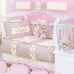 Kit Berço Americano com Mosquiteiro para Quarto de Bebê Enxoval Menina Nana Kit Berço Americano com Mosquiteiro para Quarto de Bebê Enxoval Menina Nana