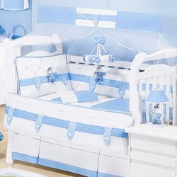 Kit Berço Americano com Mosquiteiro para Quarto de Bebê Enxoval Menino Ternura Azul Kit Berço Americano com Mosquiteiro para Quarto de Bebê Enxoval Menino Ternura Azul
