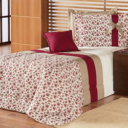 Kit Solteiro Júlia Floral Vermelho 4 Peças Kit Solteiro Júlia Floral Vermelho 4 Peças