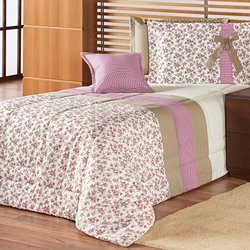 Kit Solteiro Júlia Floral Rosa 4 Peças Kit Solteiro Júlia Floral Rosa 4 Peças