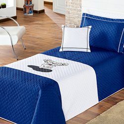 Cobre Leito Solteiro Lion Azul 4 Peças Cobre Leito Solteiro Lion Azul 4 Peças