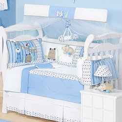 Kit Berço Americano com Mosquiteiro para Quarto de Bebê Enxoval Menino Hipopó Kit Berço Americano com Mosquiteiro para Quarto de Bebê Enxoval Menino Hipopó