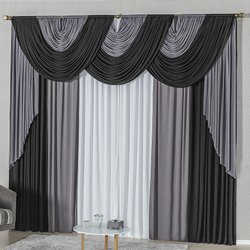 Cortina Elis Preto e Branco 2,00m x 1,70m Cortina Elis Preto e Branco 2,00m x 1,70m