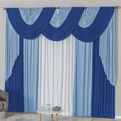 Cortina Elis Azul e Branco 2,00m x 1,70m Cortina Elis Azul e Branco 2,00m x 1,70m