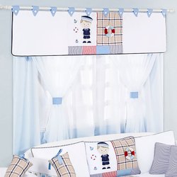 Cortina Para Quarto de Bebê Menino Marujo 1,70M Branco - Azul Cortina Para Quarto de Bebê Menino Marujo 1,70M Branco - Azul