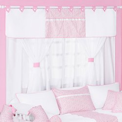 Cortina Para Quarto de Bebê Menina Encanto 1,70M Branco - Rosa Cortina Para Quarto de Bebê Menina Encanto 1,70M Branco - Rosa