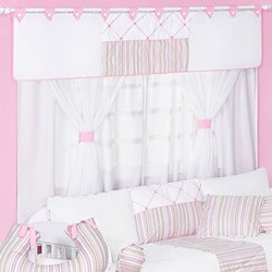 Cortina Para Quarto de Bebê Menina Maravilha 1,70M Branco - Rosa Cortina Para Quarto de Bebê Menina Maravilha 1,70M Branco - Rosa