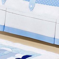 Saia de Berço Para Quarto de Bebê Menino Ternura Branco - Azul Saia de Berço Para Quarto de Bebê Menino Ternura Branco - Azul