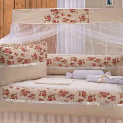 Kit Berço Buquê de Flores Bege 100% Algodão 9 Peças Kit Berço Buquê de Flores Bege 100% Algodão 9 Peças