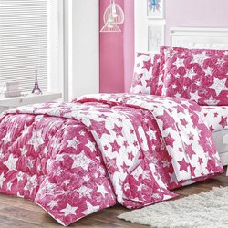 Cobre Leito Solteiro Star Pink Dupla Face 2 Peças Cobre Leito Solteiro Star Pink Dupla Face 2 Peças