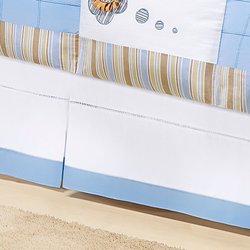 Saia de Berço Para Quarto de Bebê Menino Safari Branco - Azul Saia de Berço Para Quarto de Bebê Menino Safari Branco - Azul